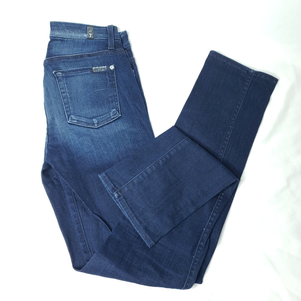 7 For All Mankind - High Waist Straight Legged Vintage Dark Wash Jeans